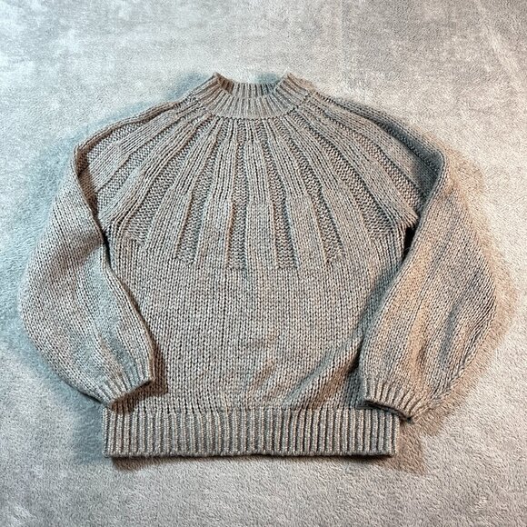 Abercrombie & Fitch Mock Neck Long Sleeve Gray Pullover Knit Sweater XL Ribbed - Picture 1 of 12